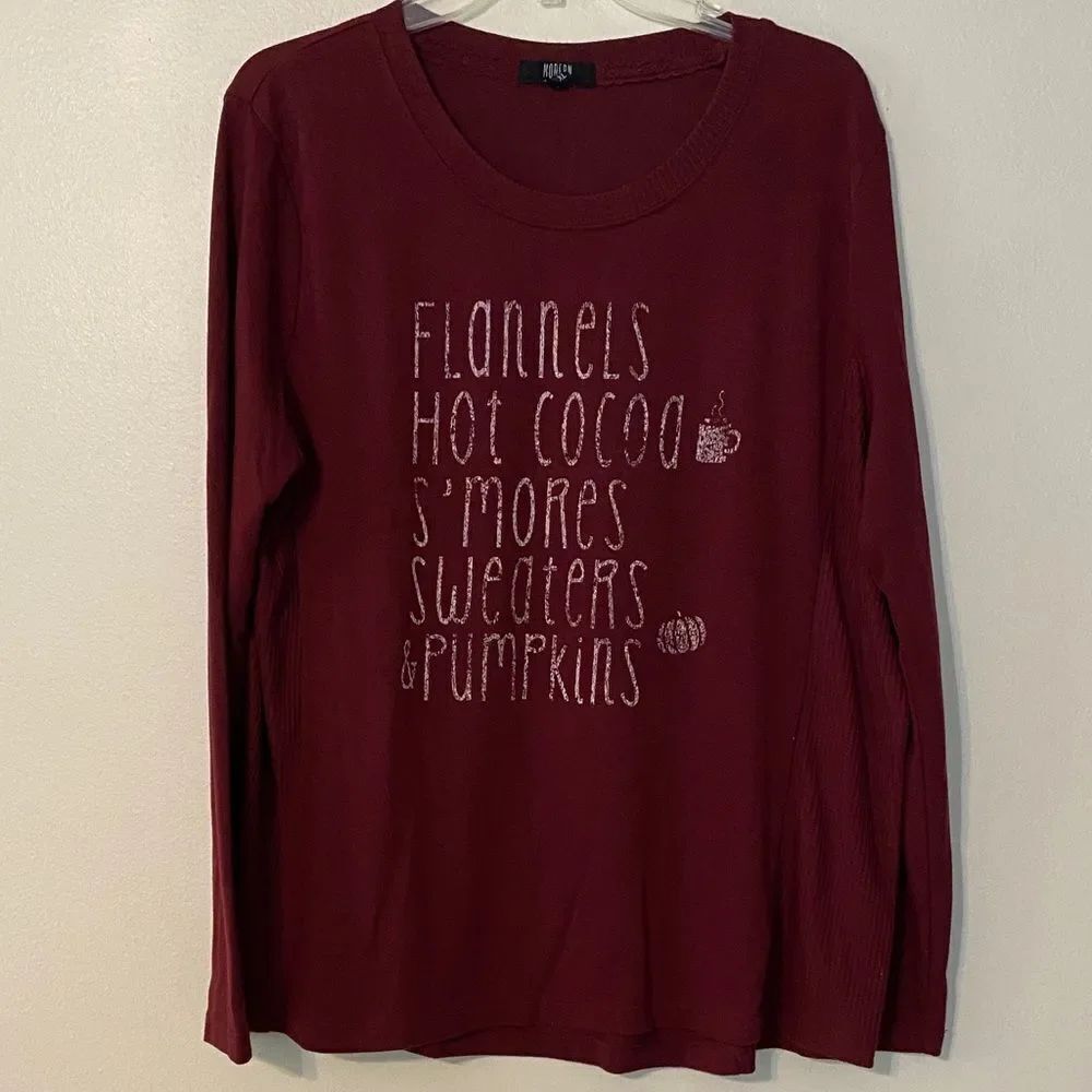 Modern Canvas Red Long Sleeve Graphic Tee